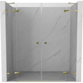 Mexen Lunar Duo drzwi prysznicowe uchylne 190 cm, transparent, złote - 834D-190-000-50-00