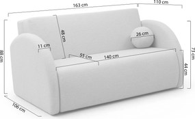 Sofa rozkładana Nubi trzyosobowa 140 cm z pojemnikiem - jasny beżowy boucle Quelle 03