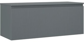 Mexen Rivel szafka łazienkowa podumywalkowa 120 cm z blatem, 1 szuflada, ryflowana , grafit mat - 91A20-12047-1-BFC66
