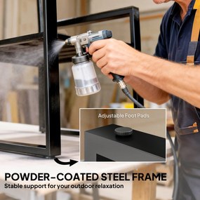 Outsunny 3-częściowy zestaw mebli balkonowych: 2 fotele ze stolikiem, zdejmowane poduszki na siedzisko i oparcie, oddychające pokrowce, szary | Aosom PL