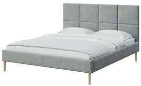 Szare tapicerowane łóżko dwuosobowe ze stelażem 140x200 cm Alano – MESONICA