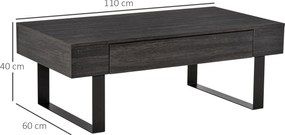 HOMCOM stolik kawowy z szufladą w ciemnoszarym kolorze stabilna i prosta konstrukcja idealna do salonu | Aosom PL