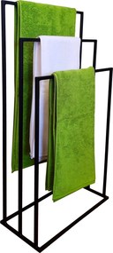 Stojak wieszak łazienkowy na ręczniki LOFT metalowy : Kolor Stelaża - Czarny , Rozmiar - 3-ramienna 1,2cm