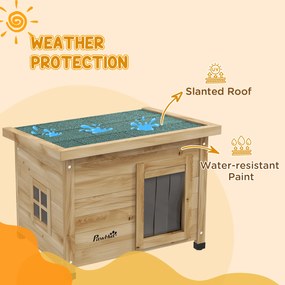 PawHut Domek dla kota, koci domek, kocia jaskinia, odporny na warunki pogodowe, dla kota do 6 kg, 57 x 45 x 43 cm, naturalny