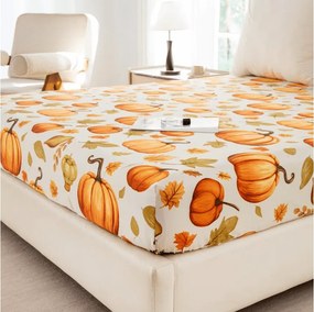 PrzytulneMieszkanie.pl Prześcieradło z mikrofibry AUTUMN PUMPKINS kolorowe 90x200 cm