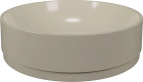Umywalka z konglomeratu nablatowa okrągła beżowa 40 cm KALMI beige mat