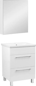 Biały Zestaw Łazienkowy 50cm Szafka z Umywalką Szafka z Lustrem Sol