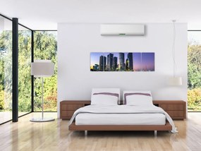 Obraz jachtów i drapaczy chmur (170x50 cm)