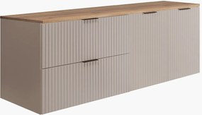 Zestaw łazienkowy: szafka z szufladami i szafka z drzwiami 57×46×160 cm, kolor: kaszmir / Dąb Craft, uchwyt czarny