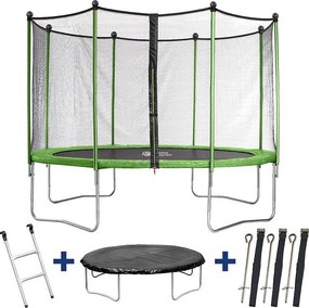 Trampolina "Yoopi" - Ø 4.25 m - z siatką + drabinką + pokrowcem + zestawem do mocowania