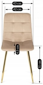 Zestaw Stół Okrągły Szklany OLIVIER 120 cm i 4 Krzesła Tapicerowane do Salonu YORK Kremowe Welurowe Glamour