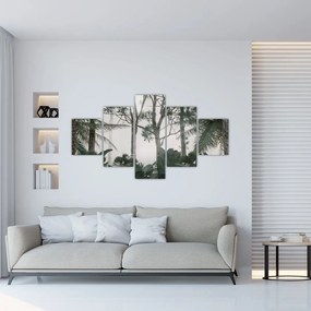 Obraz - dżungla w porannej mgle (125x70 cm)