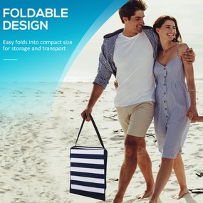 Outsunny Leżak plażowy, składany, regulowane oparcie, boczna kieszeń, miękka poduszka, rama ze stali, niebiesko-biały, 142x51x40cm