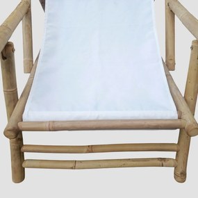Leżak bambusowy MARE z podłokietnikami 139x60x11cm biały HOMLA