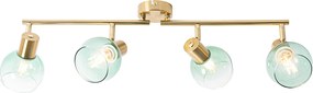Spot art deco złoty z zielonym szkłem 4-źródła światła - Vidro