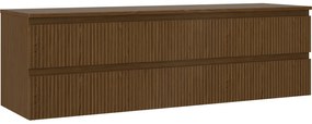 Mexen Rivel szafka łazienkowa podumywalkowa 160 cm z blatem, 2 szuflady, ryflowana , orzech - 91A20-16047-2-BFFC86