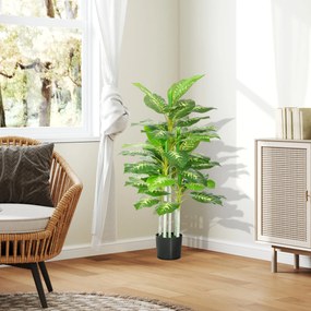 HOMCOM Sztuczna Roślina, Roślina z Plastiku, Doniczka z Cementu, Do Wnętrz i Na Zewnątrz, 120 cm, Zielona