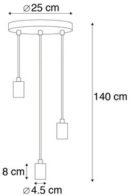 Lampa wisząca w stylu art deco miedziana 3-światłowa - FacilDesignerski Oswietlenie wewnetrzne