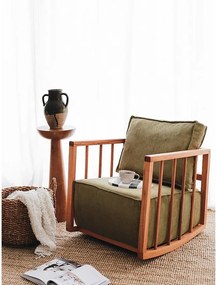 Elegancki fotel, khaki, 65 x 80 x 71 cm | Stelaż w 100% z drewna, tkanina Babyface | Wygodne siedzisko o głębokości 56 cm | Idealny dla dzieci