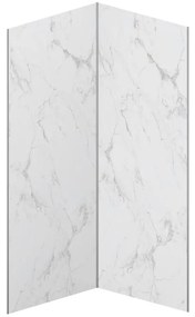 Zestaw 2 paneli ściennych aluminiowych pod prysznic z efektem białego marmuru z profilami - 2 x szer. 90 x wys. 210 cm - ENEKO