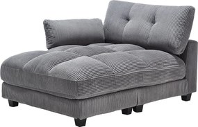 Sofa 1-osobowa z tapicerowanym oparciem, portem USB i uchwytem na kubek – szary sztruks