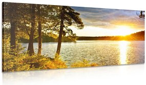Obraz zachód słońca nad jeziorem