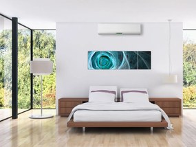 Obraz - Abstrakcyjny różowy niebieski z czarnym tłem (170x50 cm)