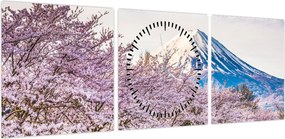Obraz - Japonia wiosną (z zegarem) (90x30 cm)