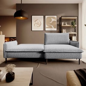 Narożnik GLOSSY z funkcją spania Prawostronny zestaw z poduszkami wolnostojący tkanina BUBBLE 04 WERSAL