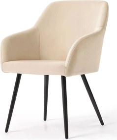 Zestaw 4 beżowych krzeseł tapicerowanych welurem - Terviso 2X