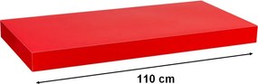 Półka ścienna STILISTA Volato czerwona z połyskiem,110 cm