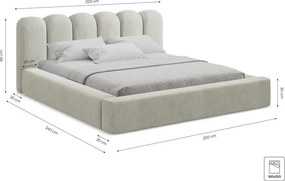 Ciemnoszare tapicerowane łóżko dwuosobowe ze schowkiem i stelażem 160x200 cm Mano – Makamii