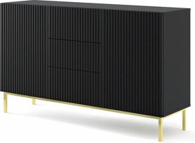 Czarna komoda z lamowym frontem glamour T2-E14