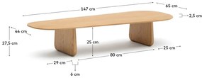 Stolik z litego drewna dębowego w naturalnym kolorze 64x146 cm Pirita – Kave Home