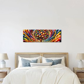 Obraz – Kolorowe drzewo z jabłkami (z zegarem) (90x30 cm)