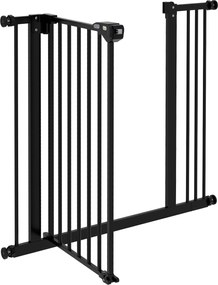 PawHut Barierka ochronna dla psy, Bezpieczna bramka, Bramka dla zwierząt, Metal, Plastik, 74-87 cm, Czarny