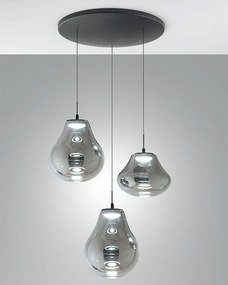 Lampa wisząca Deva Ø500 mm 42 W LED 4530 lm CCT 2700 K/3000 K/4000 K Ściemnialna metalowa rama i przydymione szkło borokrzemianowe - Deva