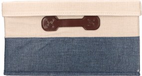 Organizer Tekstylny Granatowy 49x38x29 cm Beżowy Pudełko z Pokrywą do domu