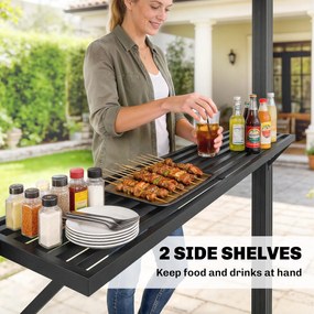 Outsunny Pawilon Grillowy 2,5 x 1,5 m, Wodoodporny Zadaszenie z Daszkiem z Poliwęglanu i Półkami, Brązowy | Aosom PL