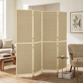 HOMCOM Parawan z 4 panelami, składana ścianka z ręcznie plecionego bambusa, 180 x 180 cm, naturalny | Aosom PL
