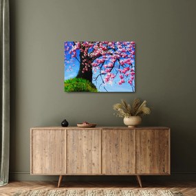 Obraz na szkle malowanego kwiatu wiśni (70x50 cm)