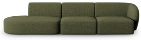Zielona sofa z tkaniny szenilowej prawostronna 311 cm Paolo – Milo Casa
