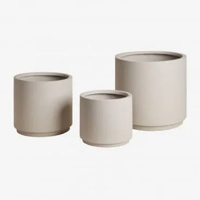 Zestaw 3 Doniczek Zewnętrznych Ø25 Cm / Ø35 Cm / Ø45 Cm Z Polipietry Saturno Sand Grey - Sklum