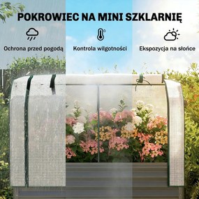 Outsunny Podwyższona grządka z nakładką szklarniową z metalu, skrzynia do sadzenia z półką, podwyższona 120 x 55 x 140 cm | Aosom PL
