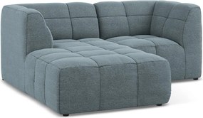 Niebieski narożnik z materiału bouclé (lewostronny/z szezlongiem) Aloha – Makamii