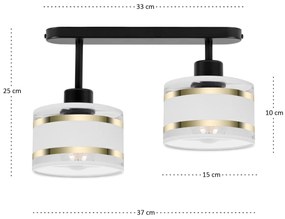Lampa sufitowa czarna dwupunktowy spot z białymi abażurami T-3306SC-WE