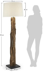 Biało-brązowa lampa stojąca z tekstylnym kloszem (wysokość 175 cm) Powell – Kave Home