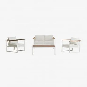 Zestaw Ogrodowy Z 2-osobową Sofą, 2 Fotelami I Stolikiem Kawowym Z Aluminium Lipov Gardenia Biel - Sklum