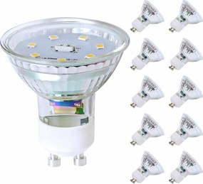 NETTLIFE Opakowanie 10 sztuk ciepłych białych żarówek LED GU10 5W Zamiennik 50W, energooszczędna 3000K 110° Kąt świecenia Żarowy reflektor