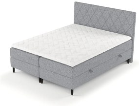 Szare łóżko boxspring ze schowkiem 180x200 cm Gwen – Maison de Rêve